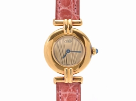 Cartier Masturbamele Gold Plated and Leather Quartz 23mm Womens Cartier