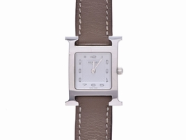 Hermes HH1.210 Stainless Steel & Leather White Dial Quartz 21mm Womens Hermes