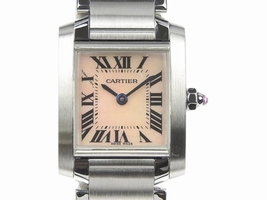 Cartier Tank Francaise 2384 Stainless Steel with Pink Shell Dial Quartz 20mm Womens Cartier