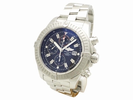 Breitling Super Avenger A13370 Stainless Steel Black Dial Automatic 48mm Mens Breitling