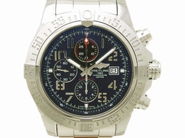 Breitling Super Avenger II A13371 Stainless Steel Black Dial Automatic 48mm Mens Breitling
