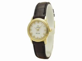 Omega De Ville 4670.71.02 18K Yellow Gold & Leather White Dial Quartz 22mm Womens Omega