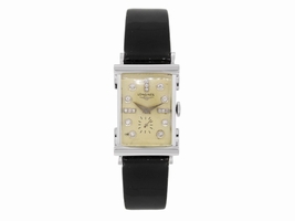 Longines 14K White Gold & Leather wDiamond Dial Vintage 23mm Womens Longines