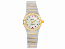Omega Constellation 1358.79.00 18K Rose Gold & Stainless Steel with Diamond, Sapphire, Pearl & Emerald Quartz 22.5mm Womens Omega |