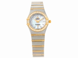 Omega Constellation 1267.75.00 Stainless Steel & 18K Yellow Gold Mother of Pearl Dial Diamond 22.5mm Womens Omega