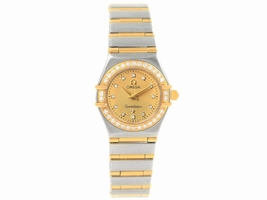 Omega Constellation 1267.15.00 Stainless Steel and 18K Yellow Gold Diamond Quartz 22.5mm Womens Omega