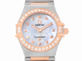 Omega Constellation 1368.71.00 Stainless Steel & 18K Rose Gold with Diamond Quartz 22mm Womens Omega