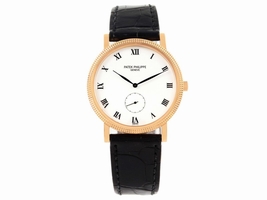 Patek Philippe Calatrava 3919 18K Rose Gold & Leather White Dial Manual 33mm Mens Patek Philippe