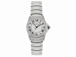 Cartier Santos Ronde 1561 White Dial Stainless Steel 30mm Womens Cartier