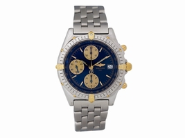 Breitling Chronomat B13050.1 Chronograph Two-Tone Gold Stainless 38mm Blue Mens Breitling
