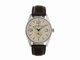 Bell and Ross BRV123 Stainless Steel Automatic Beige Dial Brown Leather 41mm Mens Bell and Ross