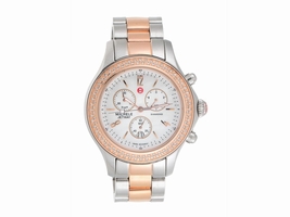 Michele Jetway MW17A01D2025 Stainless Steel and Rose Gold Plating 112 Diamonds 44mm Womens Michele